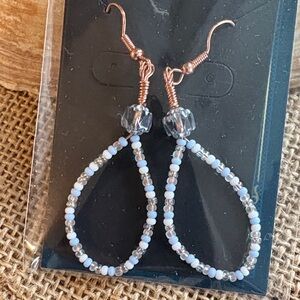 Chic Beaded Teardrop Earrings with Blue Accents